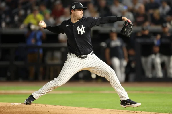 Gerrit Cole throws a pitch